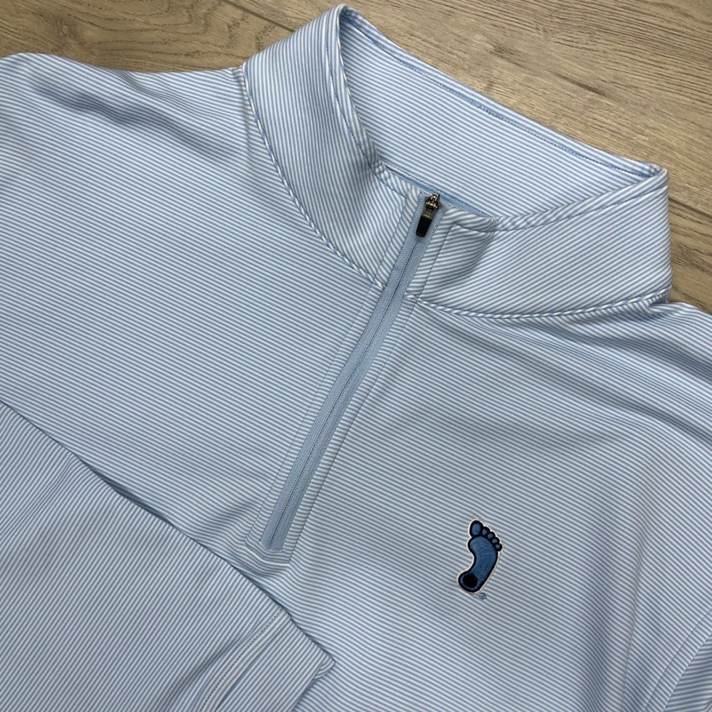 Peter Millar 1/4 Zip Pullover Men XL Blue Striped Summer Comfort UNC Chapel Hill